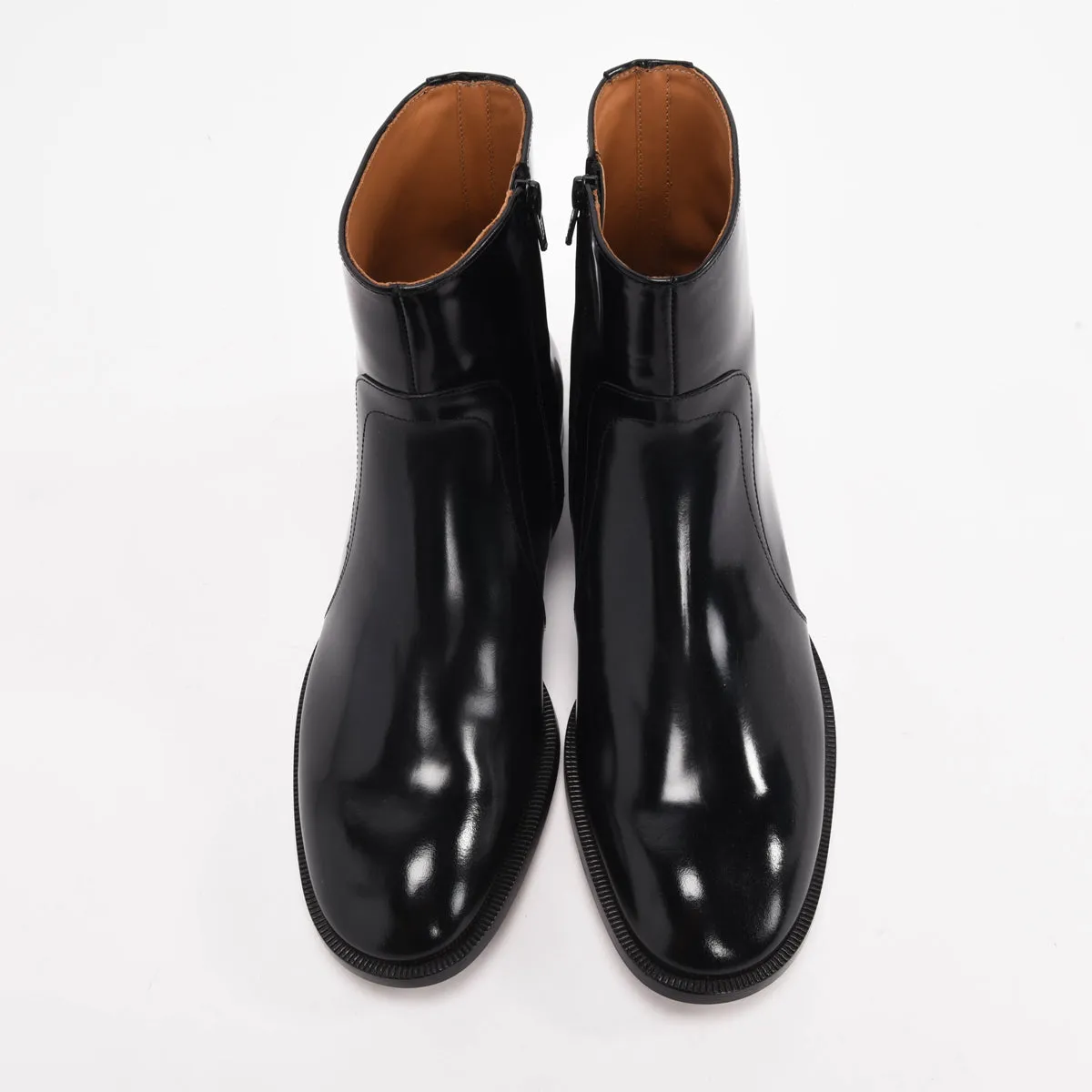 Maison Margiela Black Patent Leather Ankle Boots 42