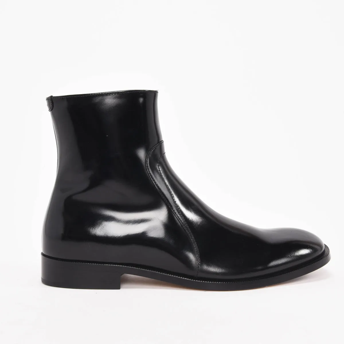 Maison Margiela Black Patent Leather Ankle Boots 42