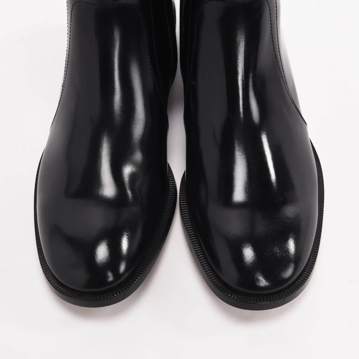 Maison Margiela Black Patent Leather Ankle Boots 42