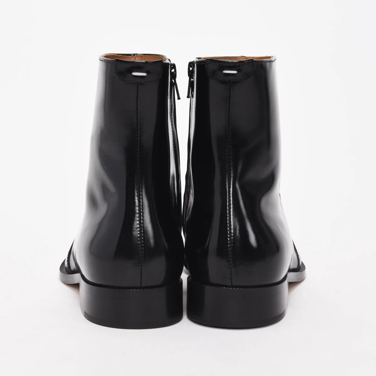 Maison Margiela Black Patent Leather Ankle Boots 42