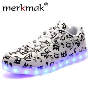 Men Shoes Size 35-46 Superstar Musical Note Glowing Tone Led Shoes