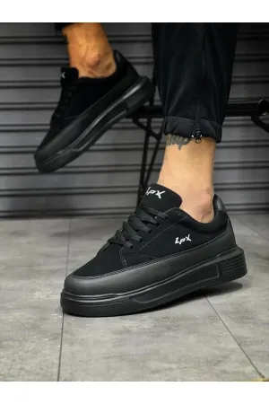 Men's Black High Sole Casual Sports Shoes