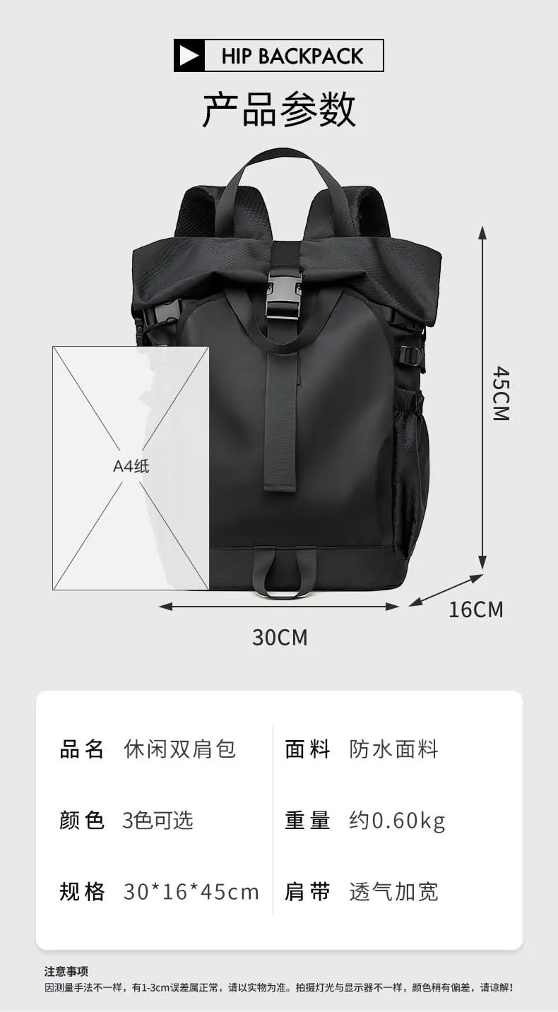 Men's Waterproof Roll-Top Backpack - 16-Inch Laptop Bag