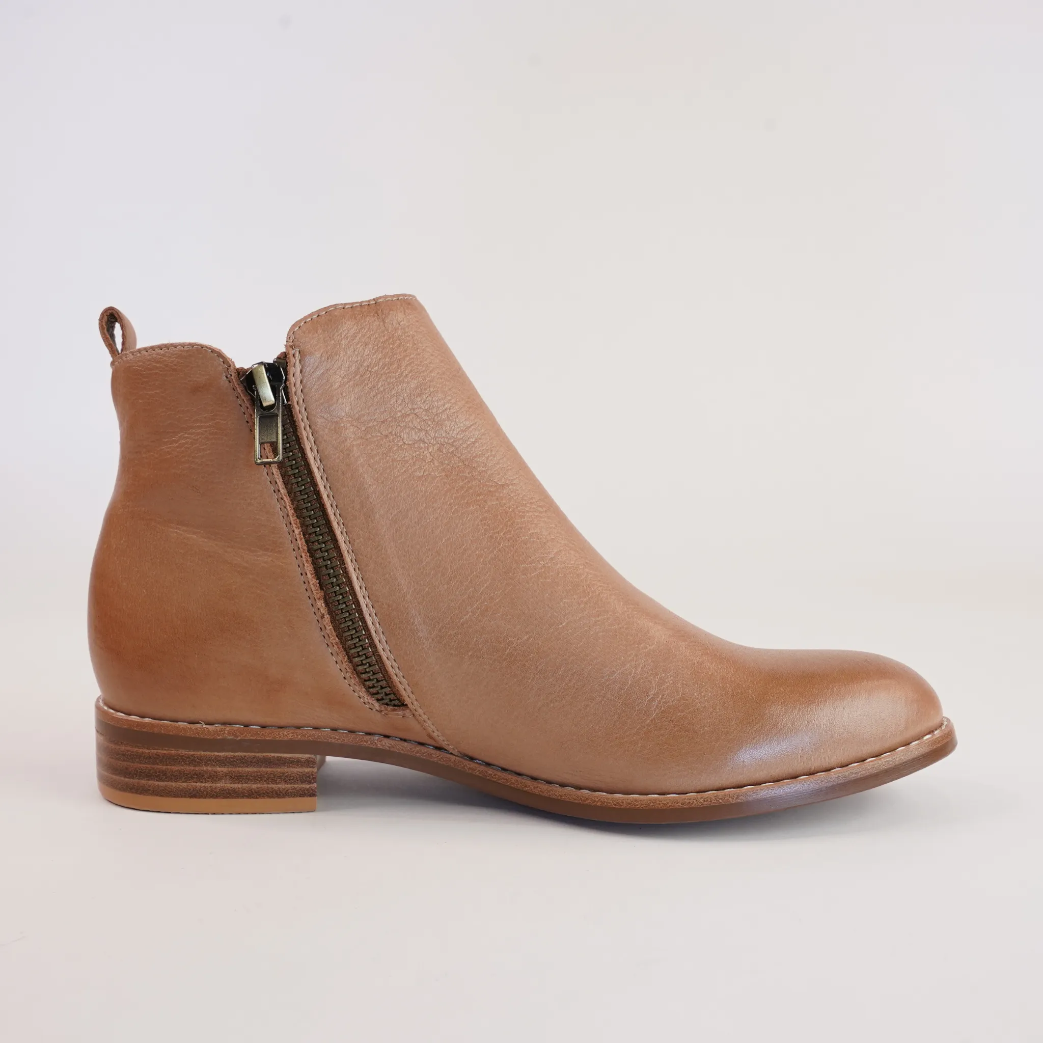 Nakta Dark Tan Leather Ankle Boots