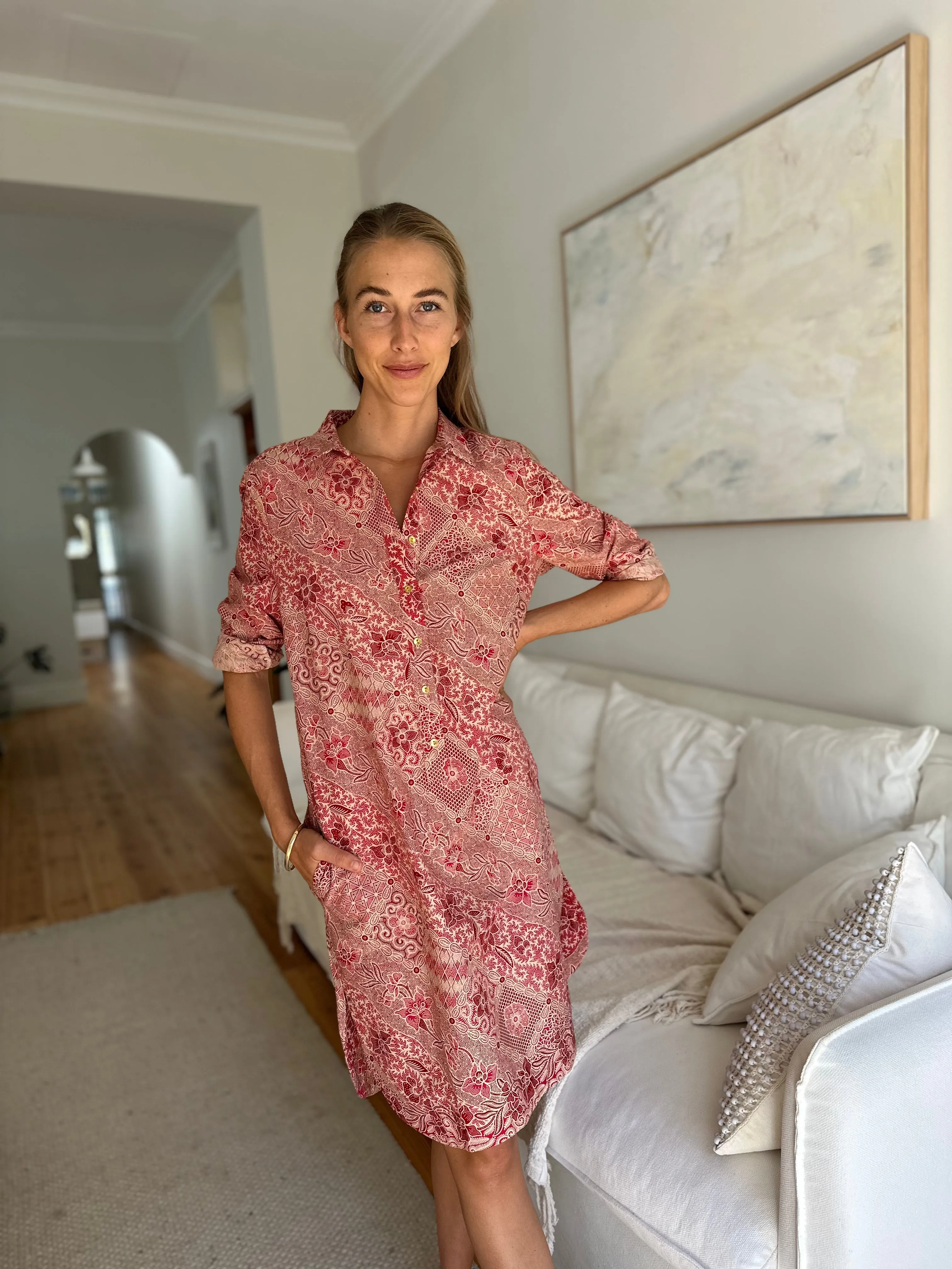 New Yorker Dress in pink batik