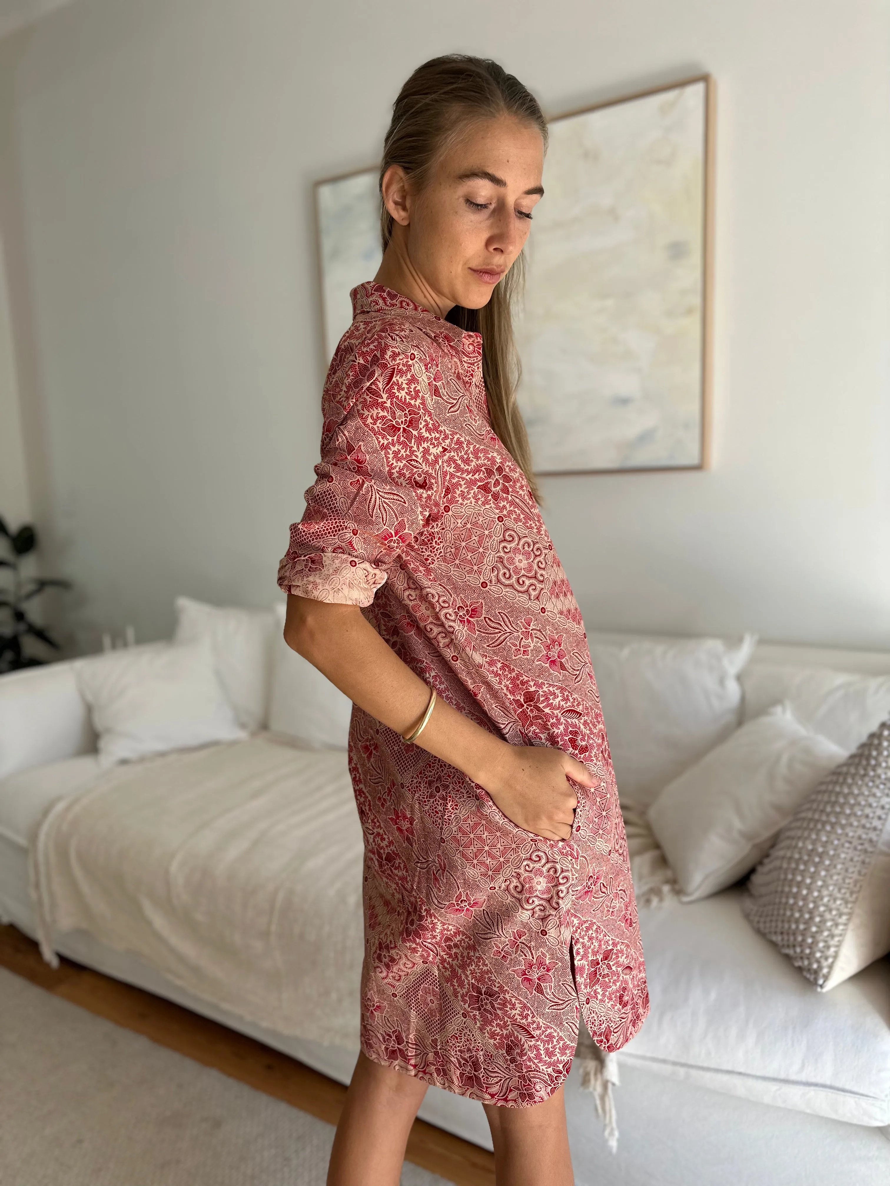 New Yorker Dress in pink batik