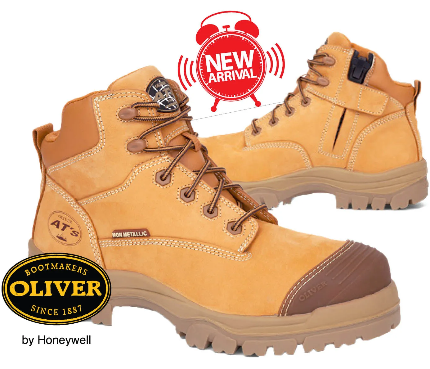 Oliver 45630Z 130mm Wheat Non Metallic Zip Side Safety Hiker Boots