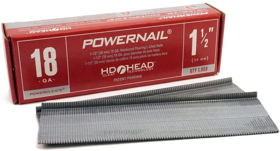 Powernail 18ga 1 1/2" L Style Power Cleats 5000 per box