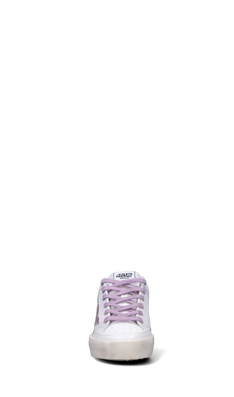 QUATTROBARRADODICI Sneaker donna bianca/lilla in pelle