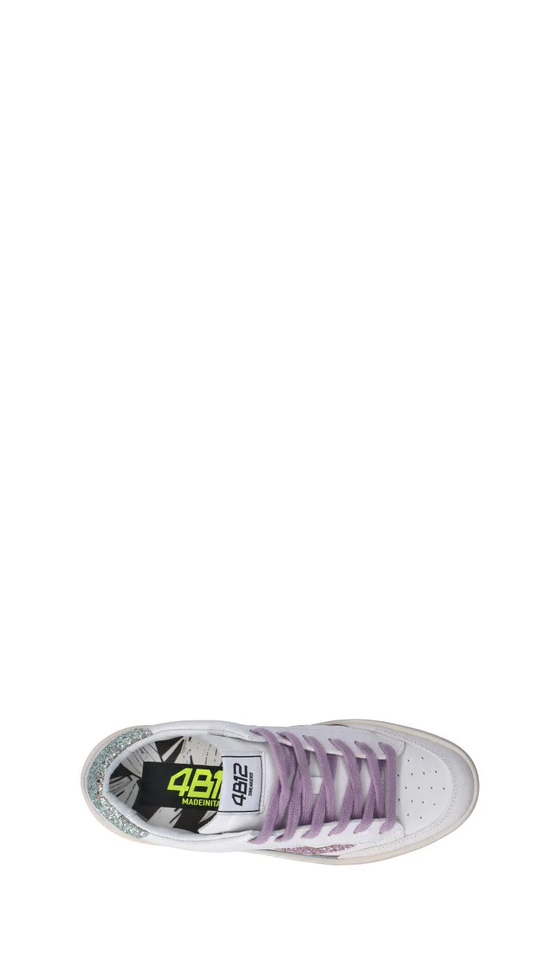 QUATTROBARRADODICI Sneaker donna bianca/lilla in pelle
