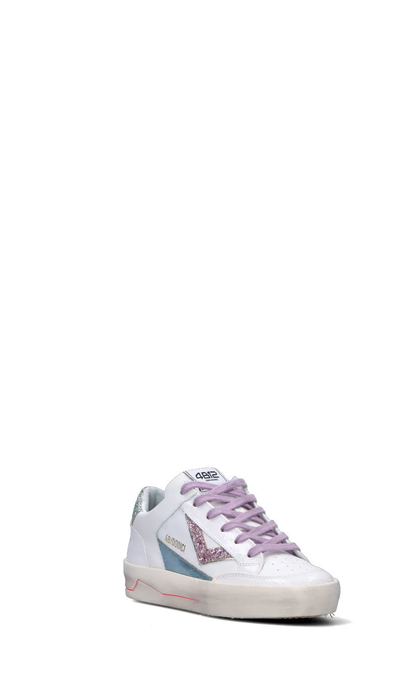 QUATTROBARRADODICI Sneaker donna bianca/lilla in pelle