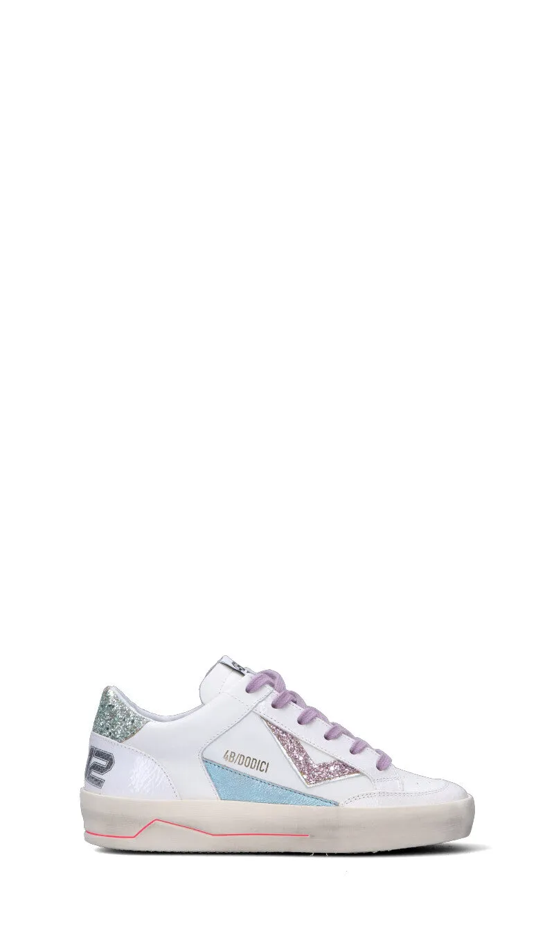 QUATTROBARRADODICI Sneaker donna bianca/lilla in pelle