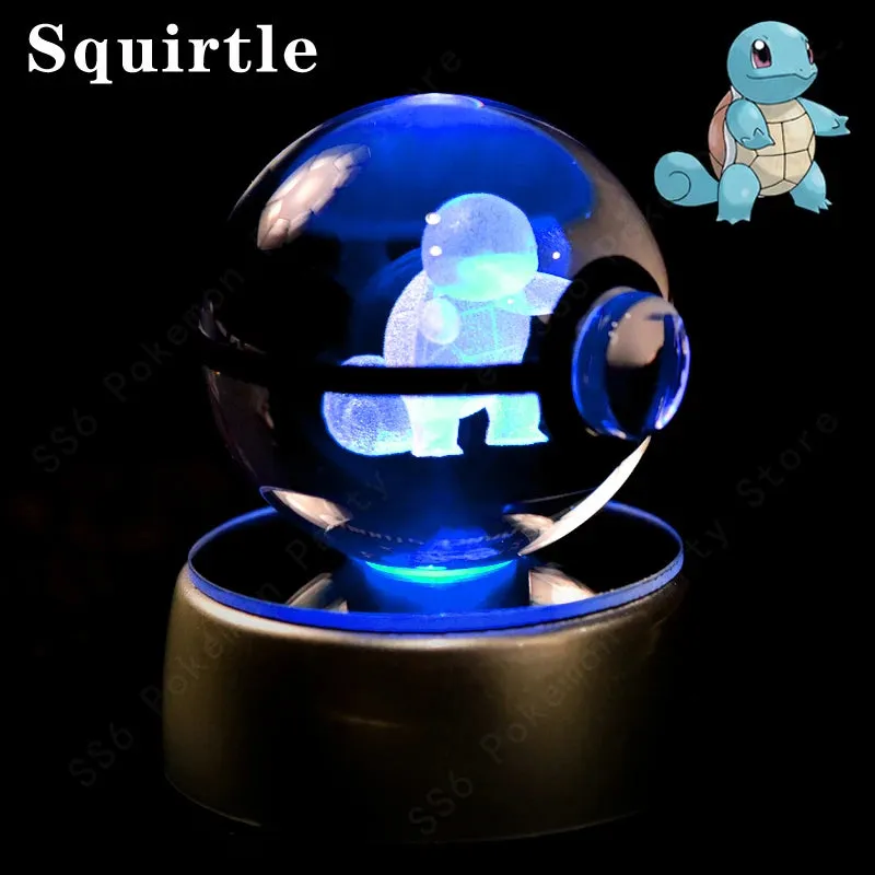 "Pokémon Crystal Ball 3D Lamp – Pikachu, Gengar, Mew, Mewtwo Glass Ball Figure with Pokéball Base, Perfect Night Light & Birthday Gift for Pokémon Fans"