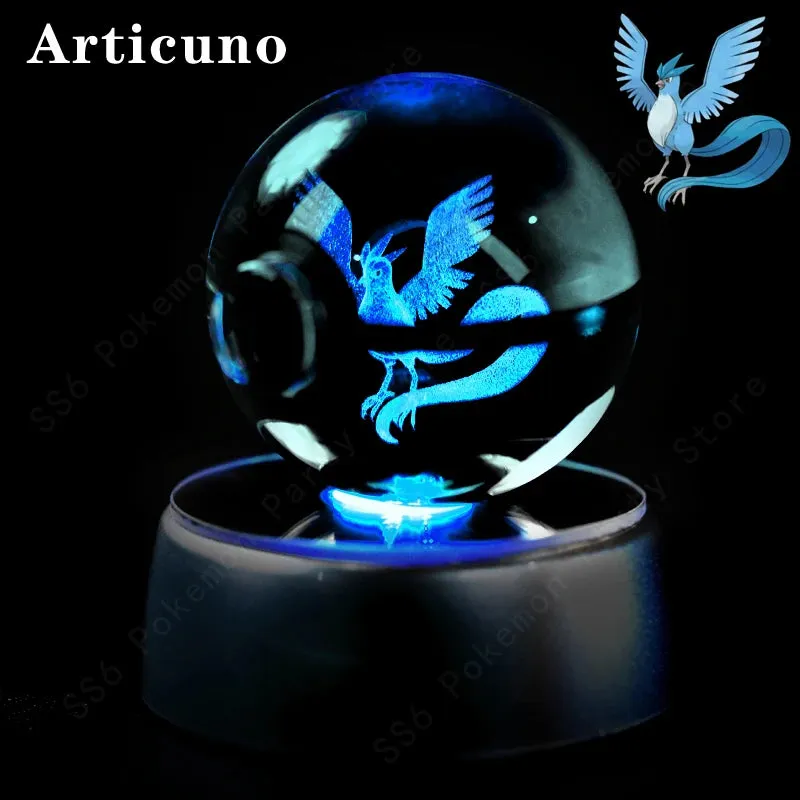 "Pokémon Crystal Ball 3D Lamp – Pikachu, Gengar, Mew, Mewtwo Glass Ball Figure with Pokéball Base, Perfect Night Light & Birthday Gift for Pokémon Fans"