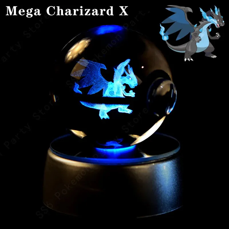 "Pokémon Crystal Ball 3D Lamp – Pikachu, Gengar, Mew, Mewtwo Glass Ball Figure with Pokéball Base, Perfect Night Light & Birthday Gift for Pokémon Fans"