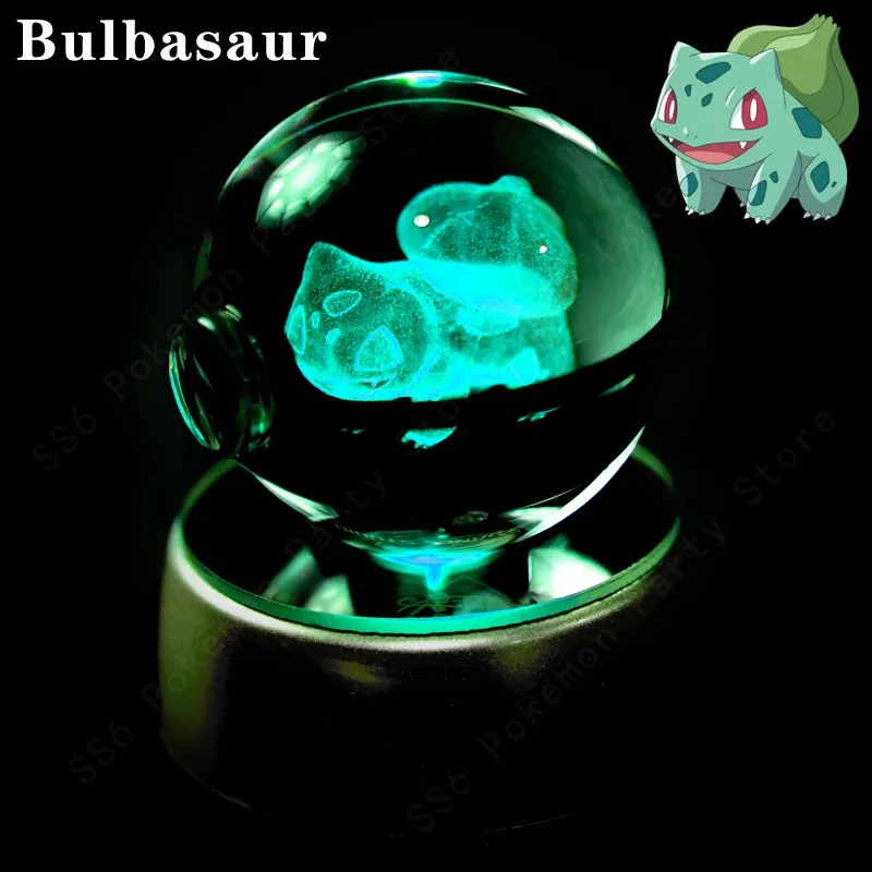 "Pokémon Crystal Ball 3D Lamp – Pikachu, Gengar, Mew, Mewtwo Glass Ball Figure with Pokéball Base, Perfect Night Light & Birthday Gift for Pokémon Fans"