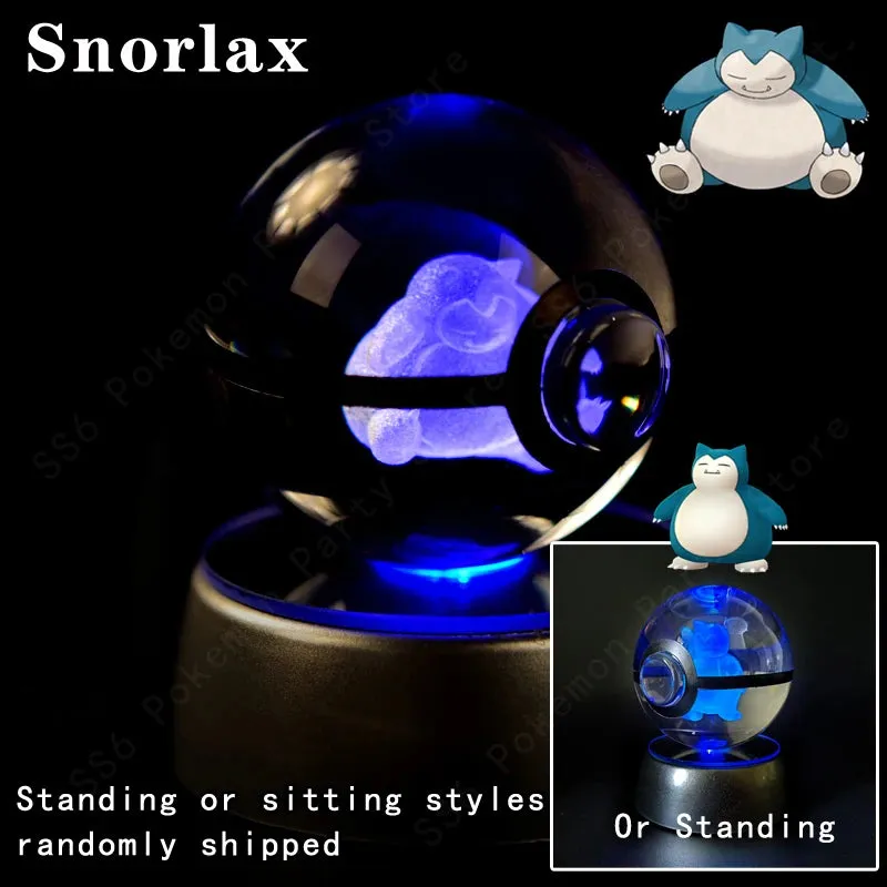 "Pokémon Crystal Ball 3D Lamp – Pikachu, Gengar, Mew, Mewtwo Glass Ball Figure with Pokéball Base, Perfect Night Light & Birthday Gift for Pokémon Fans"
