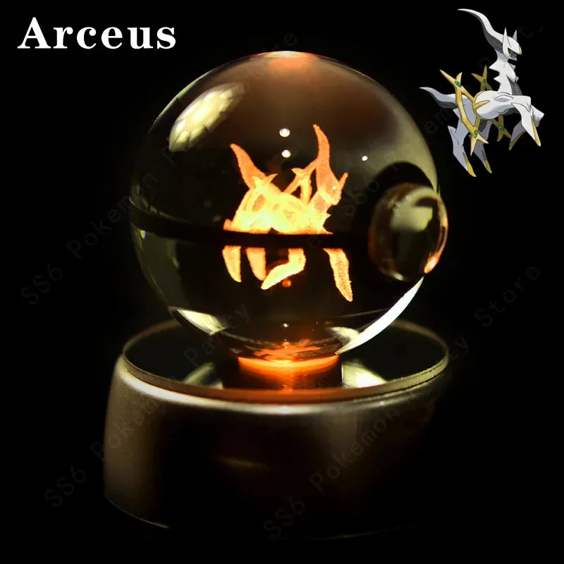 "Pokémon Crystal Ball 3D Lamp – Pikachu, Gengar, Mew, Mewtwo Glass Ball Figure with Pokéball Base, Perfect Night Light & Birthday Gift for Pokémon Fans"