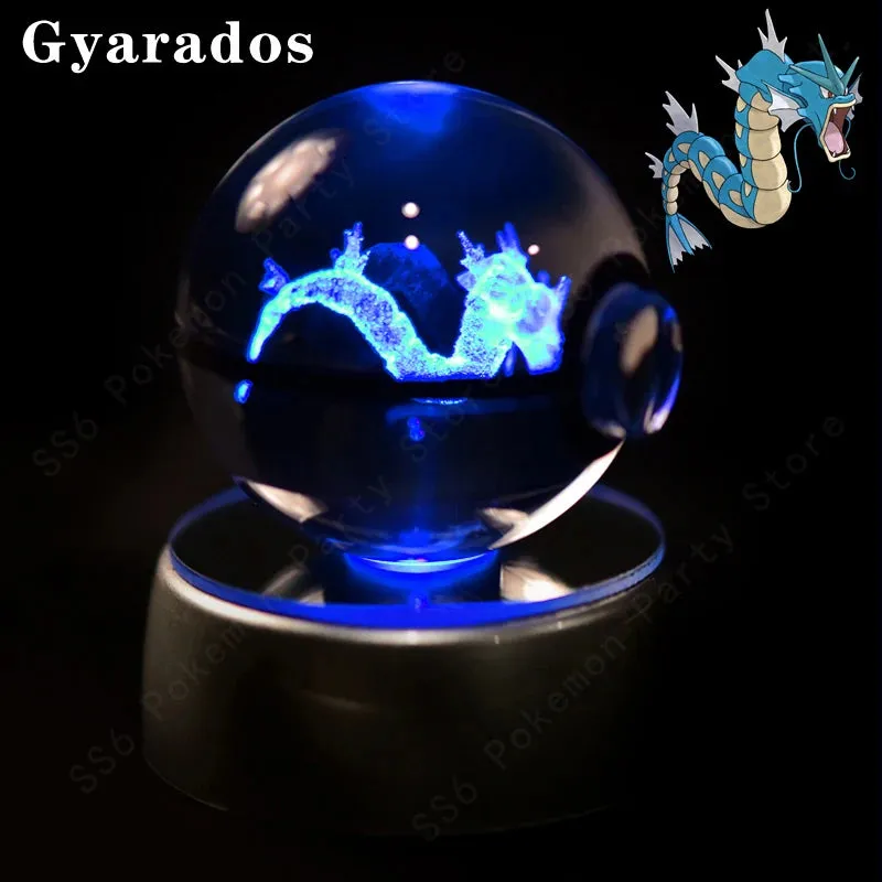 "Pokémon Crystal Ball 3D Lamp – Pikachu, Gengar, Mew, Mewtwo Glass Ball Figure with Pokéball Base, Perfect Night Light & Birthday Gift for Pokémon Fans"
