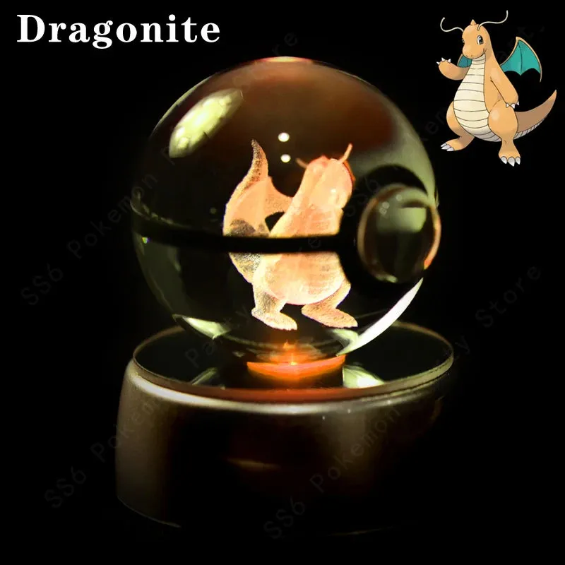 "Pokémon Crystal Ball 3D Lamp – Pikachu, Gengar, Mew, Mewtwo Glass Ball Figure with Pokéball Base, Perfect Night Light & Birthday Gift for Pokémon Fans"