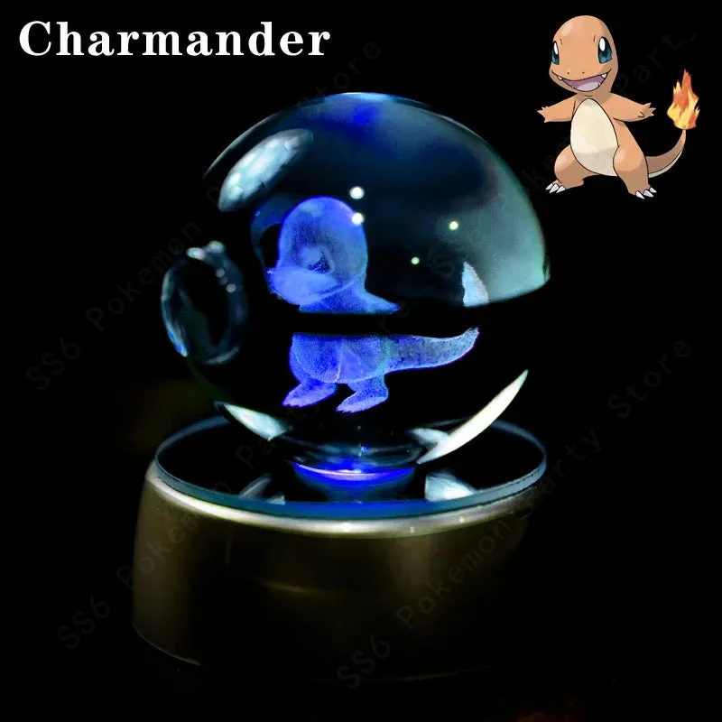 "Pokémon Crystal Ball 3D Lamp – Pikachu, Gengar, Mew, Mewtwo Glass Ball Figure with Pokéball Base, Perfect Night Light & Birthday Gift for Pokémon Fans"