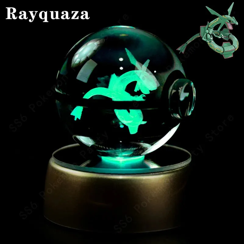 "Pokémon Crystal Ball 3D Lamp – Pikachu, Gengar, Mew, Mewtwo Glass Ball Figure with Pokéball Base, Perfect Night Light & Birthday Gift for Pokémon Fans"