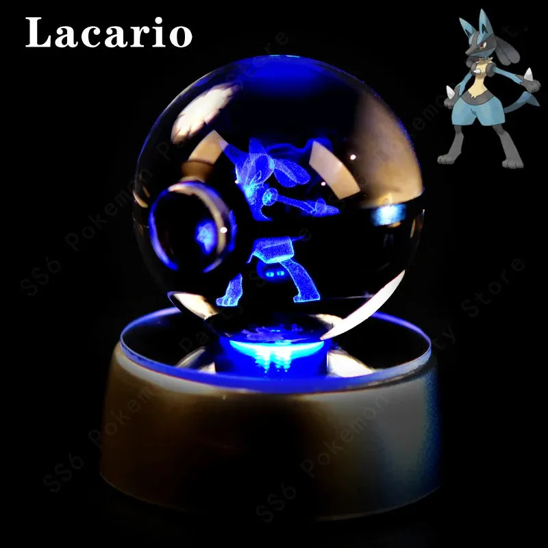 "Pokémon Crystal Ball 3D Lamp – Pikachu, Gengar, Mew, Mewtwo Glass Ball Figure with Pokéball Base, Perfect Night Light & Birthday Gift for Pokémon Fans"