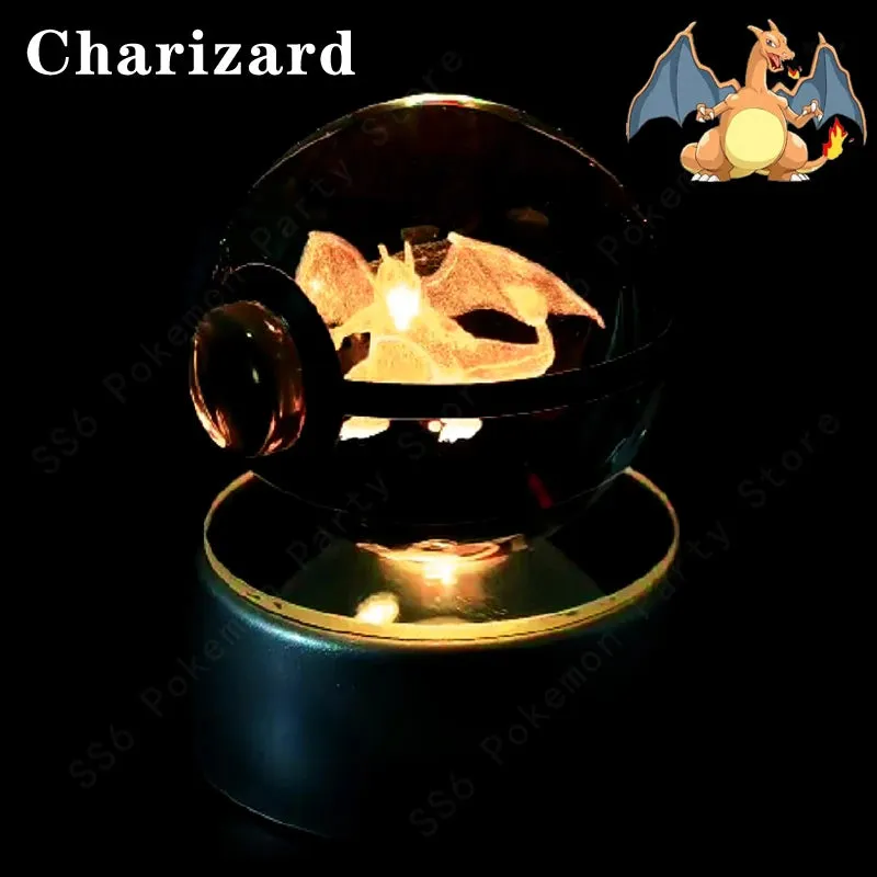 "Pokémon Crystal Ball 3D Lamp – Pikachu, Gengar, Mew, Mewtwo Glass Ball Figure with Pokéball Base, Perfect Night Light & Birthday Gift for Pokémon Fans"