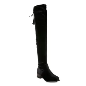 Rumple Velvet Over The Knee Clear Heel Boots