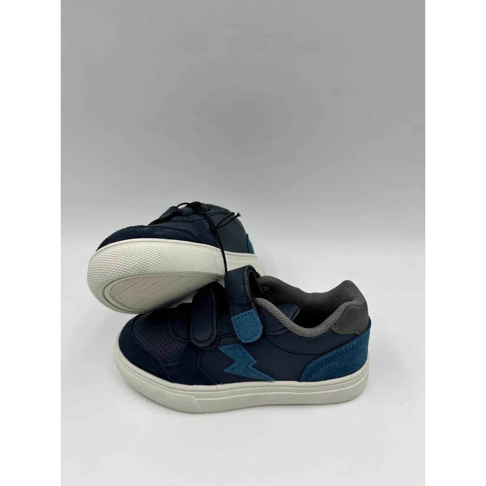 Small Kid Size 11, Blue Fashion Sneaker, with Straps, and Suede Details