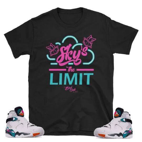 South Beach Jordan 8 "Sky's the Limit" black tee