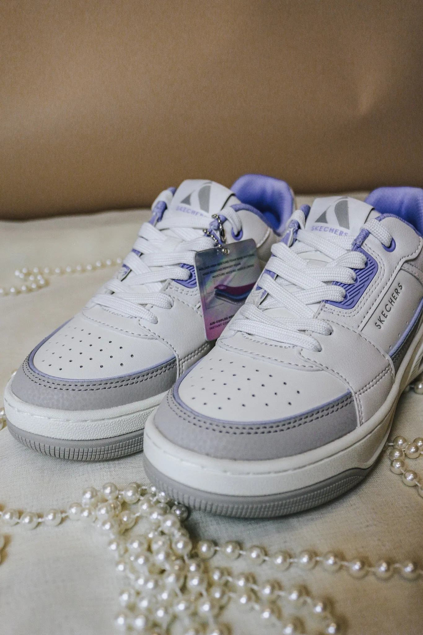Uno Court White Lavender Style Sneaker By Skechers
