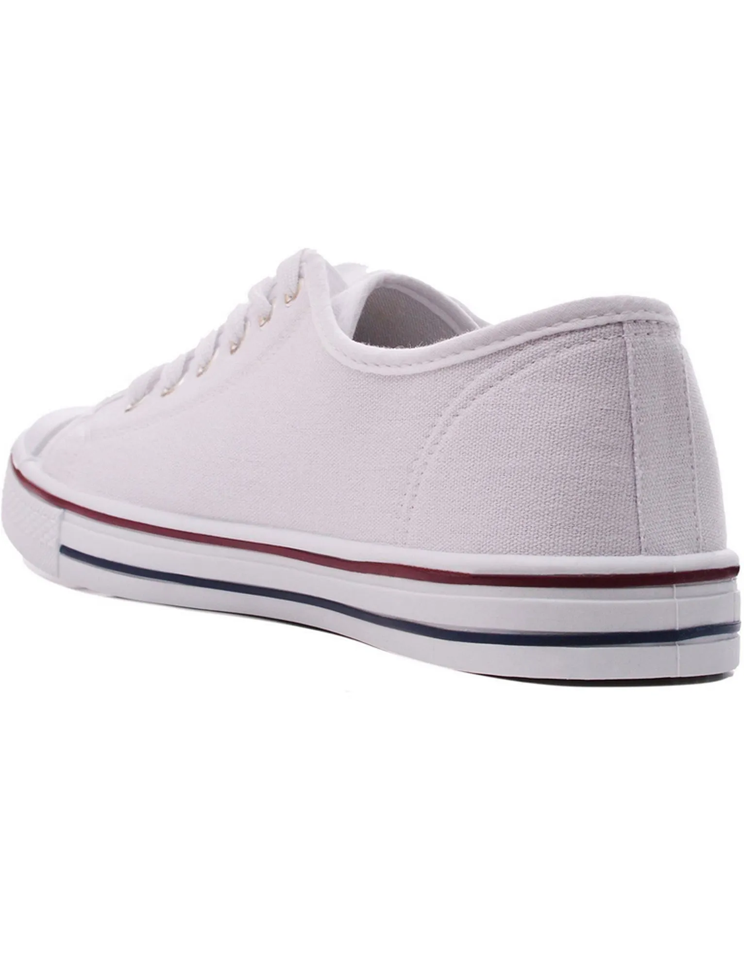 Womens Baltimore Low Top Lace Up Canvas Trainers In White