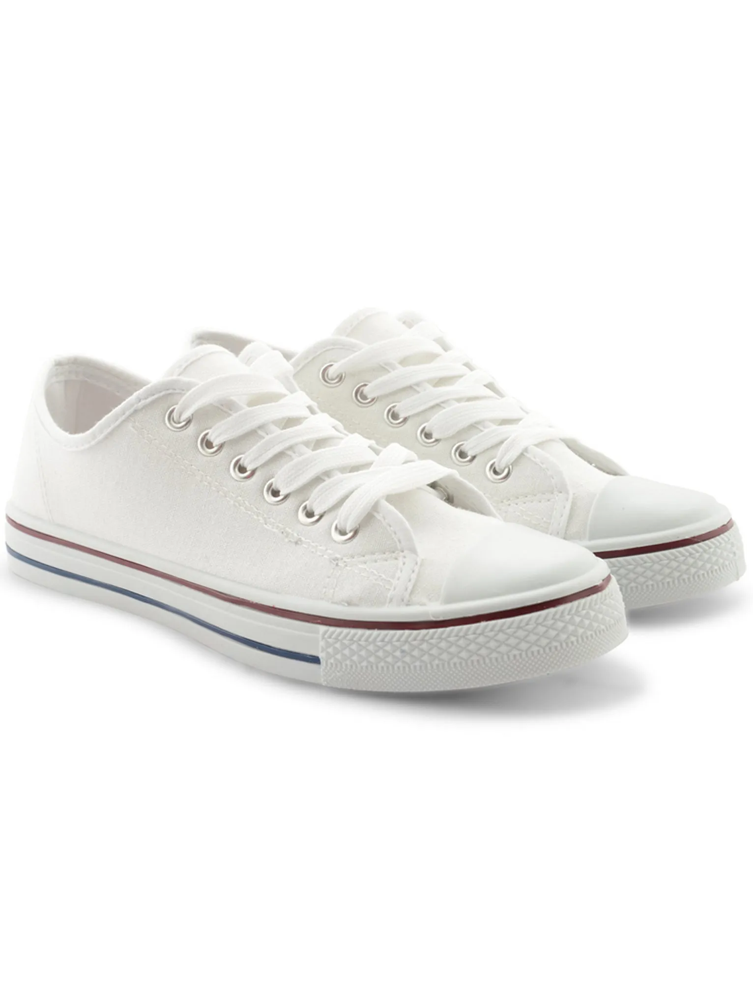 Womens Baltimore Low Top Lace Up Canvas Trainers In White