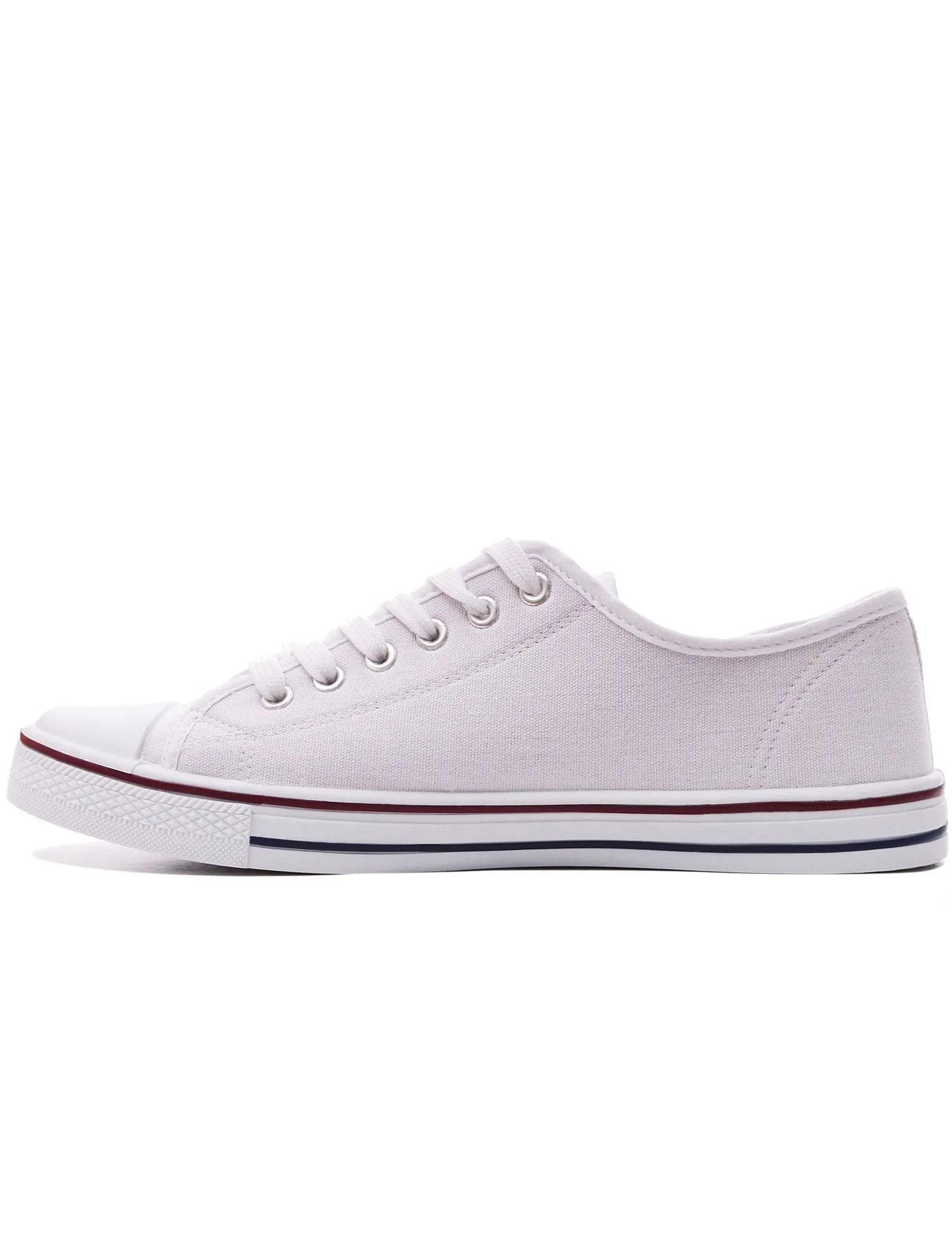 Womens Baltimore Low Top Lace Up Canvas Trainers In White