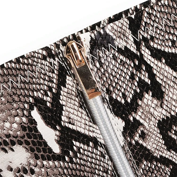 Women's Snake Pattern Pointed Toe Stiletto Heel Over the Knee Boots