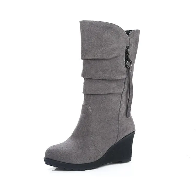 Women's Wedge Heel Mid Calf Boots