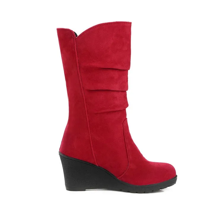 Women's Wedge Heel Mid Calf Boots