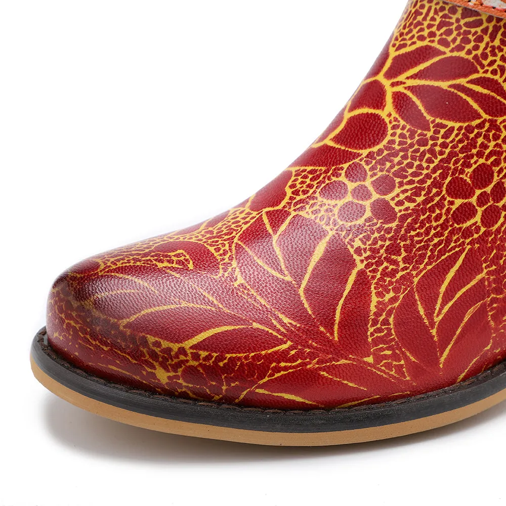 Zalor Patchwork Bohemian Vintage Leather Knee High Boots